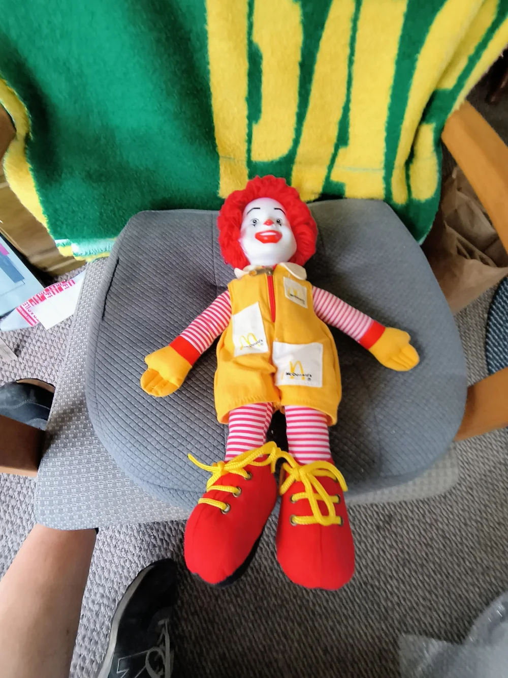 McDonald’s Ronald McDonald Plush Doll - Red Hair, Yellow Outfit Porcelain Head